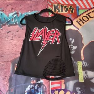 Distressed Slayer crop top
